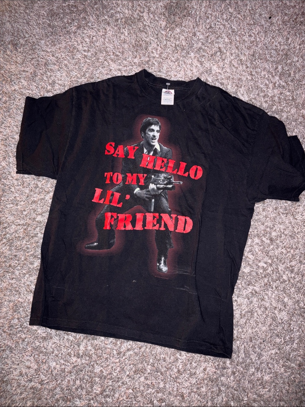 Delta Black Short-Sleeve Graphic Tee with Red Lettering